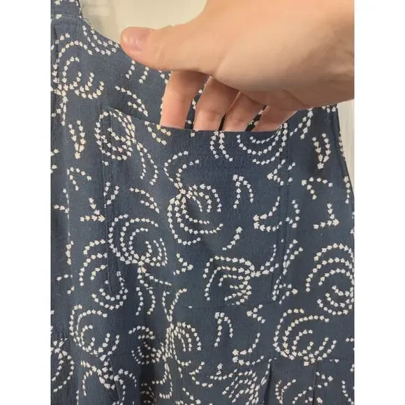 Maeve Anthropologie Blue Tidal Pools Cropped Jumpsuit Overalls, Size Medium - Picture 6 of 15